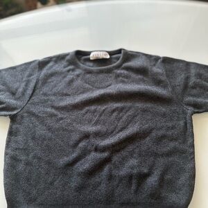 Gray Crewneck Sweater with Ribbed Cuffs